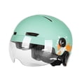 thumbnail image 2 of Casco de bicicleta eléctrica con equipo de protección ajustable con luz y visera Verde, 2 of 8