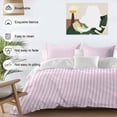 thumbnail image 4 of Pink White Stripe Bedding 3 Piece Duvet Cover Set Full Size, Modern Minimalist Geometric Striped Soft Microfiber Comforter Cover with Zipper Closure & Pillowcases, Wrinkle & FadeResistant Quilt Cover, 4 of 9