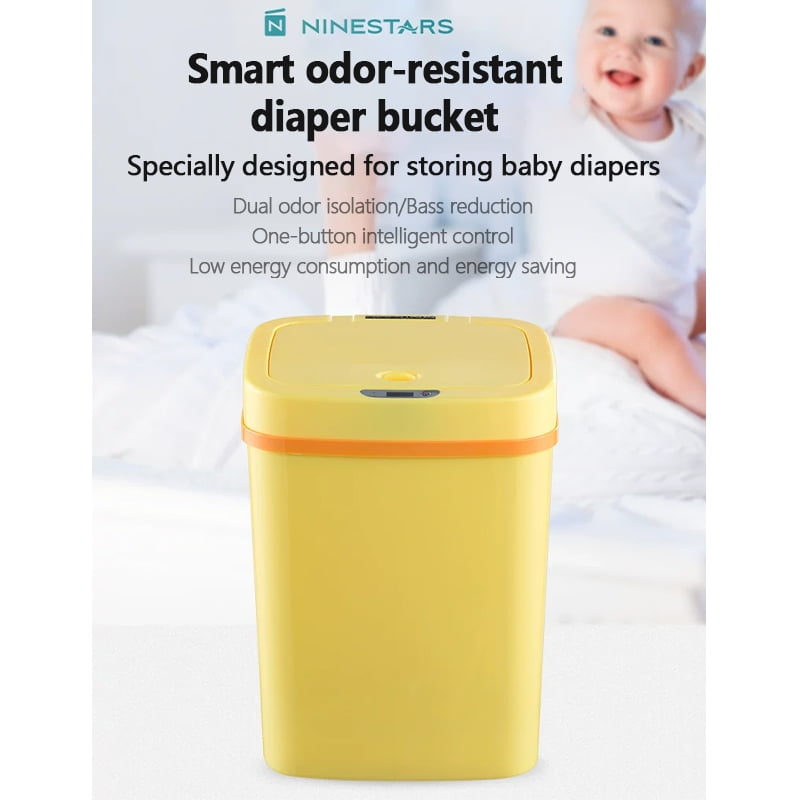 NPT-16-1 Automatic Touchless Motion Sensor Diaper Disposal Trash Can with lid, 4.2 gallon/16 L, Pink, Plastic