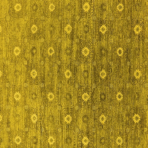 Ahgly Company Indoor Square Oriental Yellow Industrial Area Rugs, 8' Square