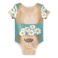 thumbnail image 2 of Happy Capybaras with Flower Garlands Pure Cotton Bodysuit Short Sleeve Pajamas One-Piece Romper Unisex 18M, 2 of 6