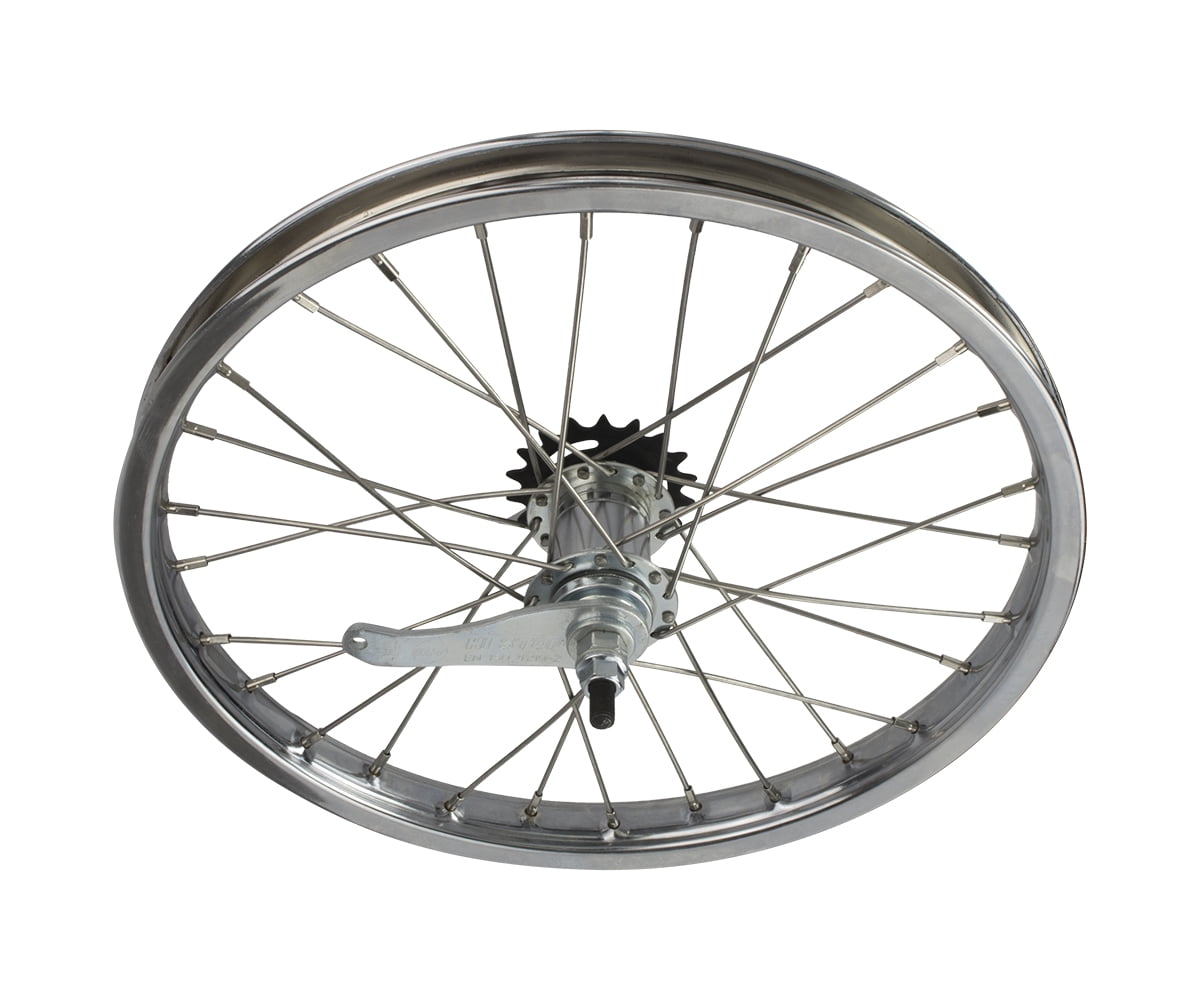 PRO+ Wheel 18" x 1.75" 28 Spoke, Freewheel, Steel Chrome, Single Wall, 12g Stainless Spokes