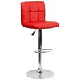 thumbnail image 1 of Bowery Hill Adjustable Faux Leather Quilted Bar Stool in Red, 1 of 1