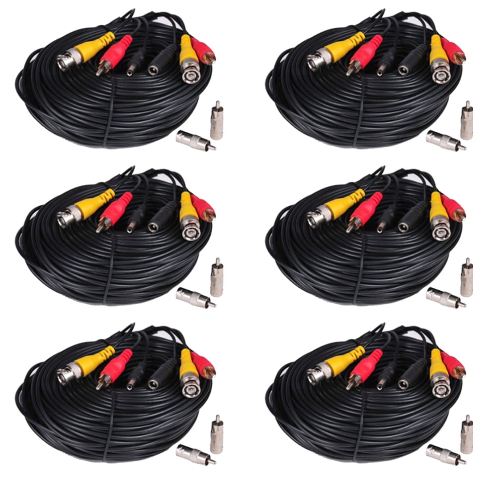 VideoSecu 6 Pack 50 Feet Security Camera Audio Video Power Extension