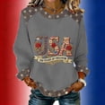 thumbnail image 2 of Women’s Long Sleeve Crewneck Top USA Graphic Print Casual Loose Fit Pullover Sweatshirt 250 Years of Freedom Design Gray M, 2 of 3