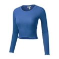 thumbnail image 3 of FashionMille Women Sexy Casual Long Sleeve Stretchy Slim Fit Rib Jersey Crop Top, 3 of 4