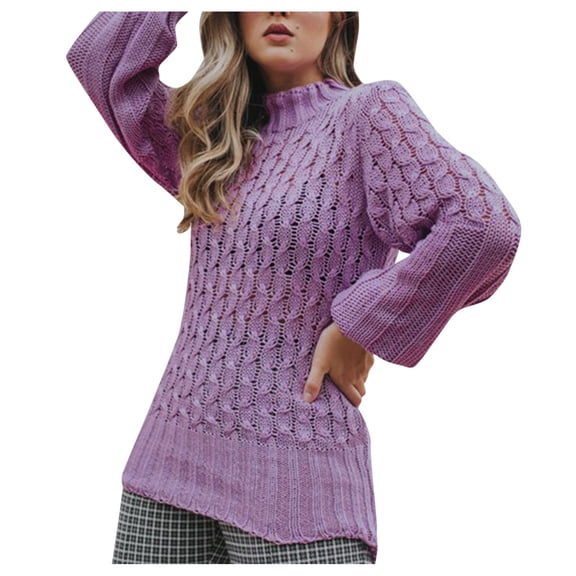 Vedolay Sweater for Womens Cute Graphic Loose Tunic Shirt Casual Pullover Sweaters Purple,M