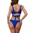 thumbnail image 3 of INSPIRE CHIC Women's Wide Strap O Ring Cut Out V Neck Bikini Sets, 2 Pieces Tie Back Top Triangle Bottom Swimwear Suits X-Large Royal Blue, 3 of 5