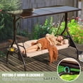 thumbnail image 5 of 3-Seat Patio Porch Swing with Adjustable Hardtop,3 in 1 Convertible Outdoor Porch Swing for Adults,Patio Swing with Thicken Cushion,Pillows & Cup Holders for Porch,Backyard,Garden (Khaki), 5 of 8