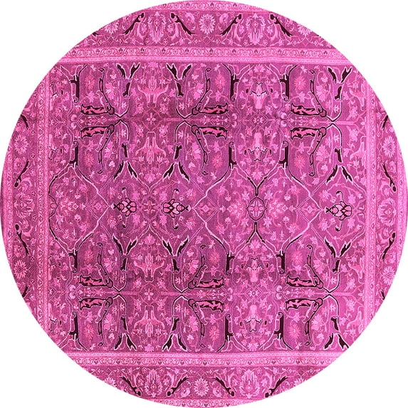 Ahgly Company Indoor Round Oriental Pink Traditional Area Rugs, 8' Round