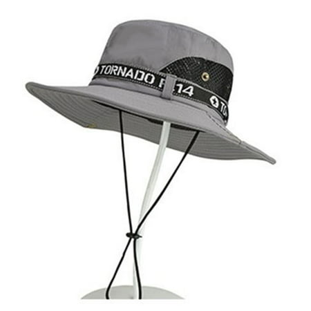 Bienvenido Men s Fisherman Hat Summer Outdoor Fishing Sunscreen Face Cover UV Protection Big Brim Light Gray Bienvenido