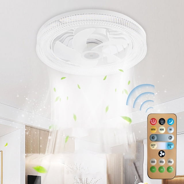 SSZMDLB 20 Inch Ceiling Fan With Light, Modern Low Profile Flush Mount Dimmable Remote Control Fan Light, Reversible Blades Color Temperature Change For Bedroom Hallway Living Room, Ceiling Fans With