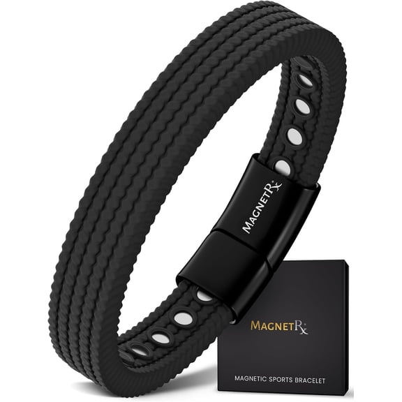 MagnetRX® Magnetic Sports Bracelet for Men – Ultra Strength Magnetic Balance Bracelet for Men & Women with Adjustable Clasp – Waterproof & Sweatproof Silicone Golf Bracelets for Everyday Wear