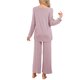 thumbnail image 3 of Conjuntos de lounge para mujeres INSPIRE CHIC, de manga larga y pantalones jogger, 2 piezas, pijamas sueltos, ropa de dormir, loungewear, M Rosa, 3 of 6