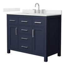 Beckett 42" Dark Blue Single Vanity & Giotto Quartz Top (3-Hole) & Nickel Trim
