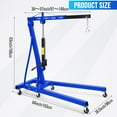thumbnail image 2 of Lumiparty 2 Ton Folding Hydraulic Engine Hoist with Lever, Cherry Picker Shop Crane with 6 Casters, 4400 Lbs Capacity Heavy Duty Crane Lift for Garage, Workshop, Repair, Blue, 2 of 7