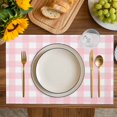 thumbnail image 2 of Pink Buffalo Plaid Farmhouse Pink White Checkered Burlap Kitchen Place Mats Waterproof Cloth Table Mats, Indoor Outdoor Placemats Easy Clean Dinner Decor, 2 of 8