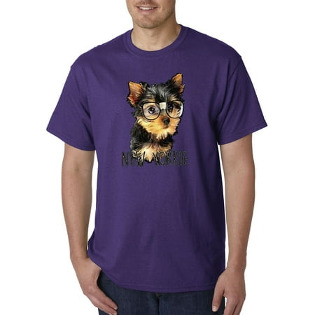 Trendy USA 381 - Unisex T-Shirt New York Yorkie Puppy Dog Glasses Small Purple