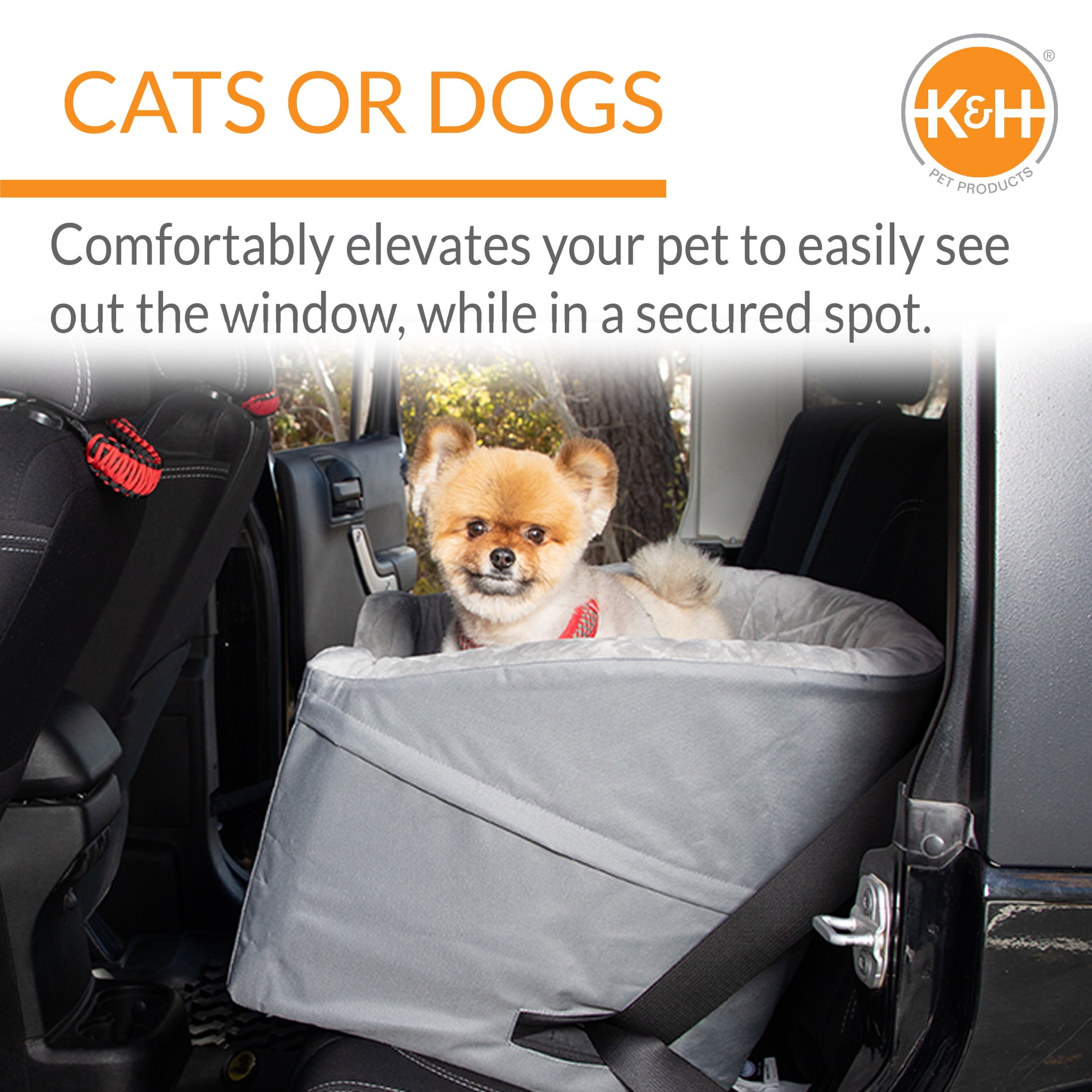 K&H Pet Products Bucket Booster Dog Car Seat Knockdown Gray/Gray Small