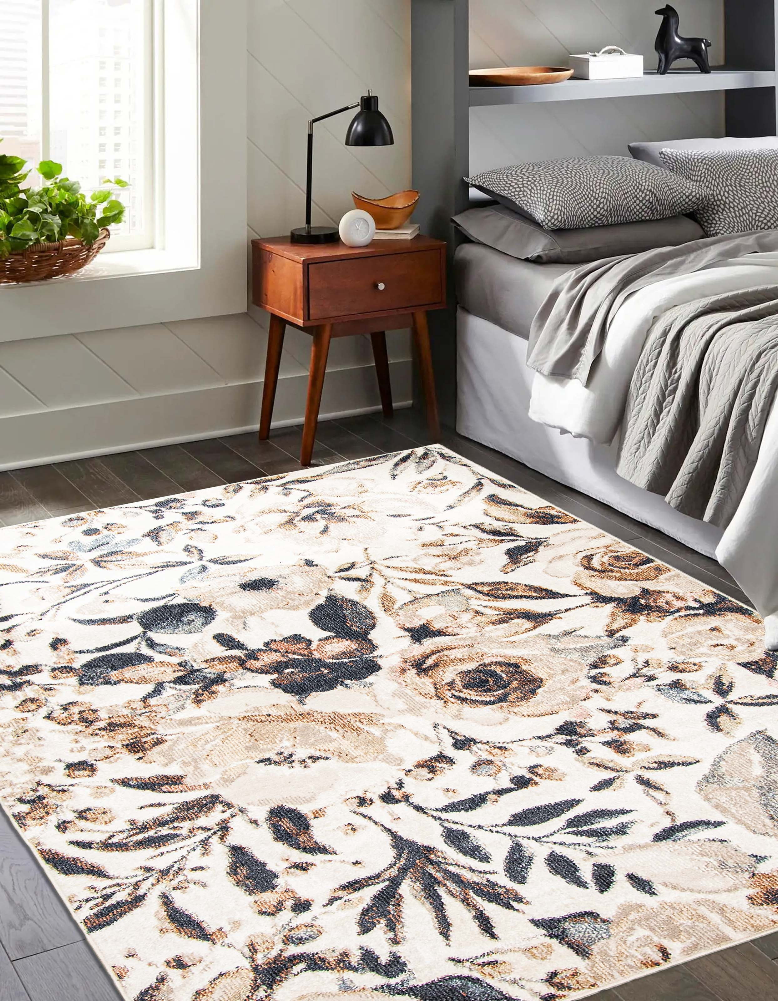 ECARPET Rosette Contemporary/Modern Area Rug for Living Room, Bedroom, Dining Room, Entrance, Hallway and More.