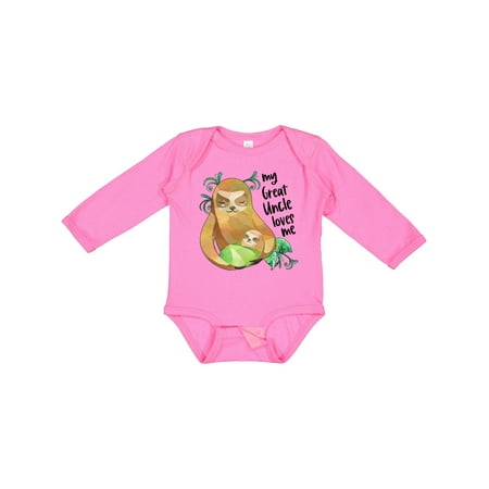

Inktastic My Great Uncle Loves Me Cute Sloth and Baby Gift Baby Boy or Baby Girl Long Sleeve Bodysuit
