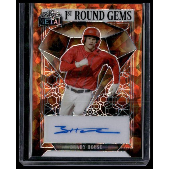 2023 Leaf Metal Brady House 1st Round Gems Autographs Fire Crystal #1RG-BH1 SN AU #/6 Autographed BASEBALL Trading Card