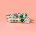 thumbnail image 2 of Dazzlingdaimonds Jewels 925 Sterling Silver 2.00 Ct Heart Cut Emerald & Diamond Wedding Engagement Thanksgiving Christmas Bridal Ring Set 14K White Gold Plated For Women's -10, 2 of 2
