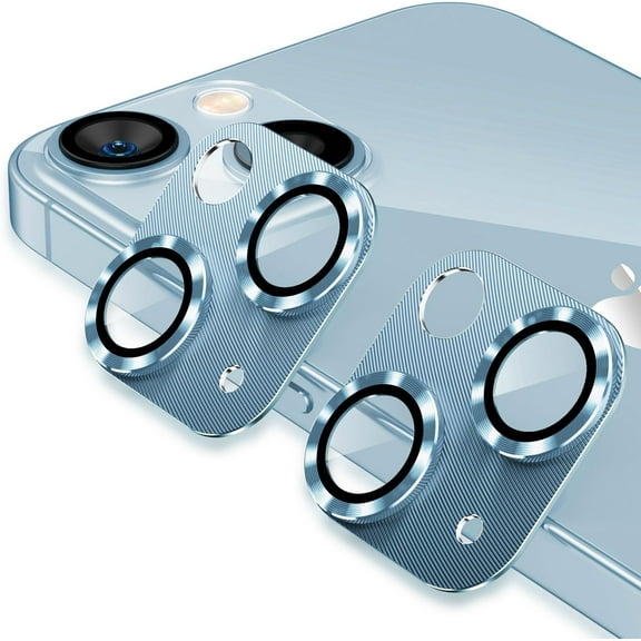 [2 Pack ] Camera Lens Protector for iPhone 15 /iPhone 15 Plus 9H Tempered Glass Camera Cover Film, Rear Lens Case Friendly Scratch Resistant Easy to Install - Blue