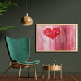 thumbnail image 2 of Love Wall Art with Frame, Love You Heart on Grunge Style Rustic Wooden Background Valentines Day Retro Print, Printed Fabric Poster for Bathroom Living Room, 35" x 23", Red Pink, by Ambesonne, 2 of 2