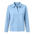 thumbnail image 6 of Perfectbot Women's Vintage Long Sleeve Collared Shirt, Stretch Knit Button Up Top Casual Office Work Wear, 6 of 8