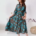 thumbnail image 1 of FcBaudy Longues Robe à Manches Col Rond Mode Femmes Boutons Bandage Robe Décontractée Imprimée Robe à Manches Longues Col en V Robe Femmes, 1 of 9