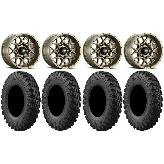 ITP Hurricane 14" Wheels Bronze 28" MotoRally Tires Can-Am Maverick X3 / Honda Pioneer 1000 / Talon