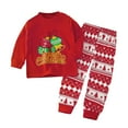 thumbnail image 2 of Atogsazn Newborn Baby Boy Girl Christmas Pajamas Set Cotton Crewneck Long Sleeve Tops and Pants Sets Outfits Fall Clothes Red B 2-3 Years, 2 of 5