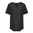 thumbnail image 6 of Jewelreauty Womens Summer Short Sleeve Shirts V Neck Keyhole Loose Fit T-Shirts Casual Pullover Solid Blouses (S, Black), 6 of 8