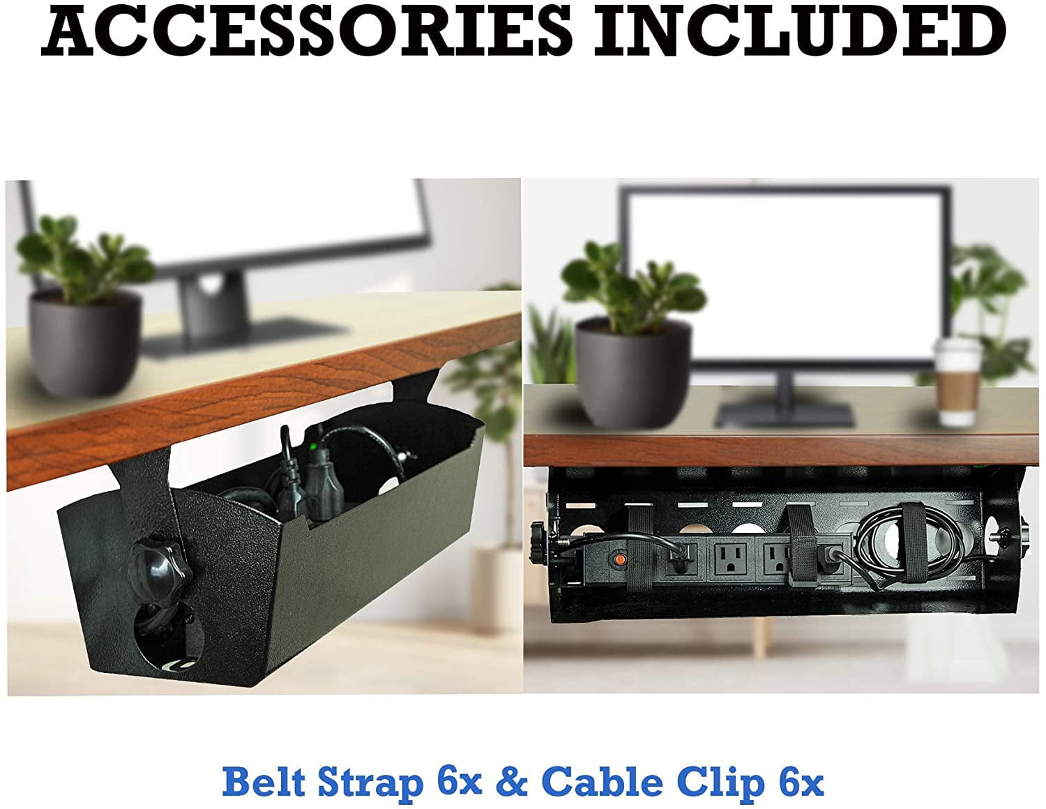POCHAR 16-inch Under Desk Cable Management Tray - Cord Basket Under Desk with Cable Management Accessories - Under Table Cable Management Tray for Home, Office, and School (Model DR3, Black)