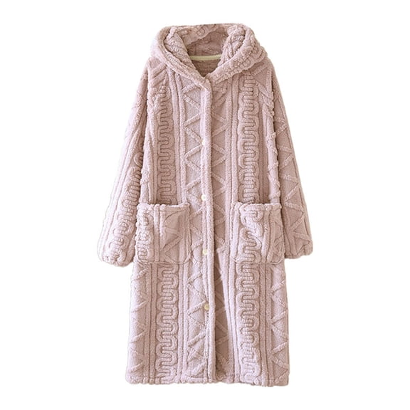 Delayuji Women's Flannel Bathrobe Soft And Warm Bathrobe Loungewear Premium Robes for Women Plush Fleece Women's Bathrobe