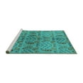 thumbnail image 2 of Ahgly Company Machine Washable Indoor Square Oriental Turquoise Blue Industrial Area Rugs, 8' Square, 2 of 4