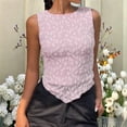 thumbnail image 2 of jobturf Floral Lace Tank Tops for Women Asymmetric Hem Slim&nbsp;Fitted Sleeveless Shirts Going Out Summer Blouses Beach Vacation Outfits S-XL, 2 of 6