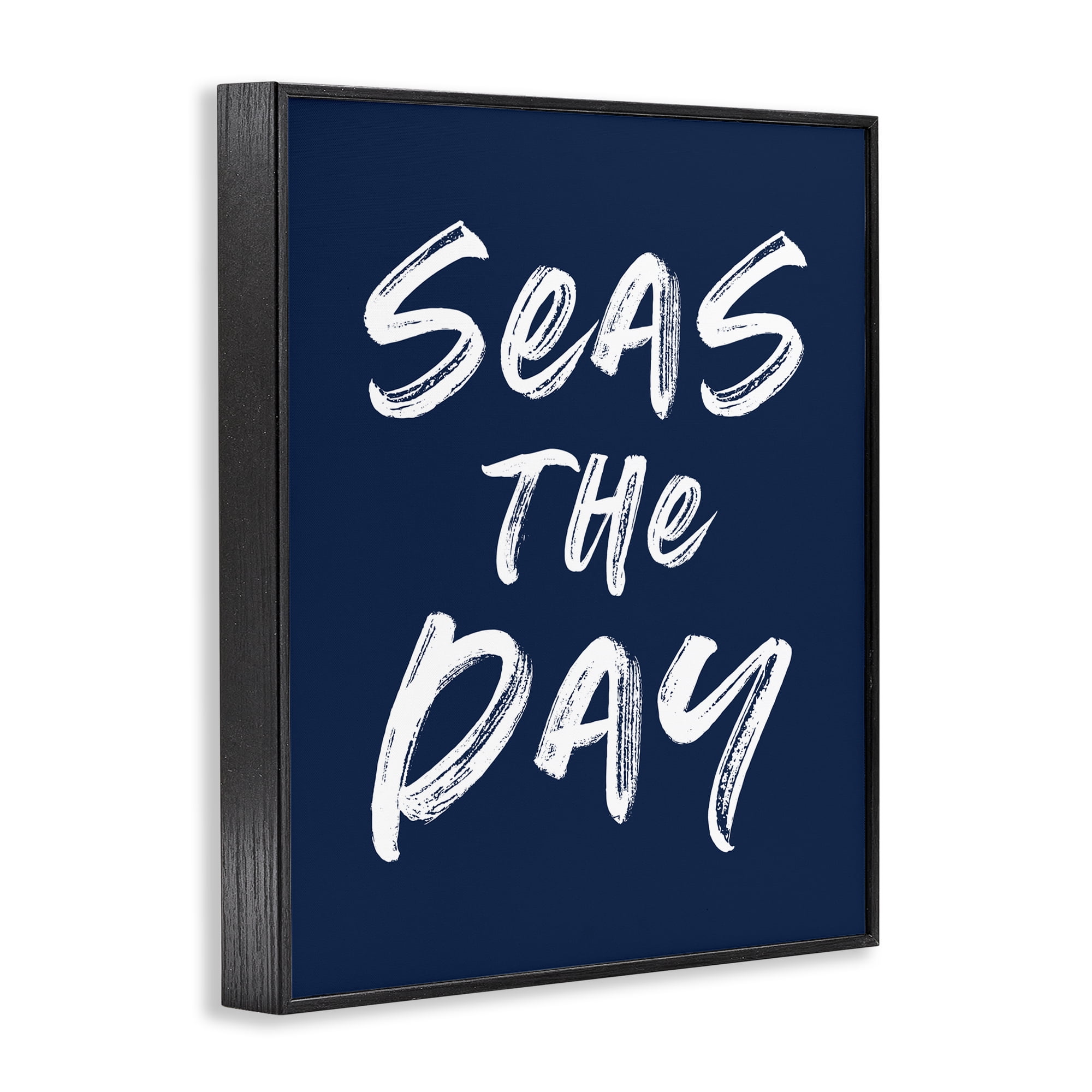 Seas The Day Sentiment Black Framed Giclee Art, design by Lettered and Lined
