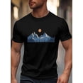 thumbnail image 1 of Men's T-Shirt,Short Sleeve Tee Shirt Casual Tops Cartoon Sun Mountain Crew Neck T Shirts for Men, 1 of 8