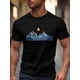 thumbnail image 1 of Camiseta de manga corta para hombre, estilo casual, con dibujos animados de sol y montaña, cuello redondo., 1 of 8