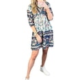thumbnail image 3 of Txlixc, vestido bohemio informal de verano para mujer, estilo étnico, estampado Floral, cuello en V, manga abullonada, vestido corto oscilante a la moda Txlixc  Vestido bohemio casual de verano para mujer, 3 of 6