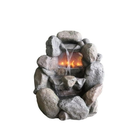 28 Stone Gray Faux Rock Fireplace Waterfall Outdoor Patio Garden 28 Stone Gray Faux Rock Fireplace