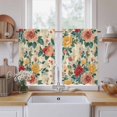 thumbnail image 2 of Vintage Spring Floral Tier Curtains, Watercolor Farmhouse Botanical Light Filtering Kitchen Curtains, 2Pcs Rod Pocket Half Window Treatments Panels for Sink Cafe Cabinet Basement 27.5x45 Inches, 2 of 9