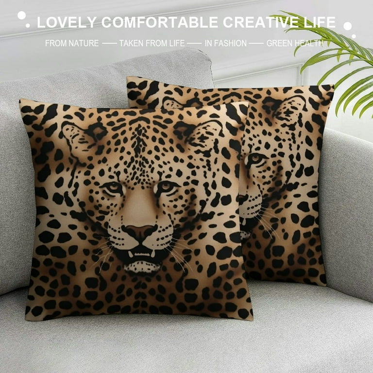 WERPE Brown Leopard Pillow Cover Cheetah Throw Pillows Soft Leopard Print Decorative Throw Pillow Covers for Home Couch Sofa Bedroom Livingroom White Walmart