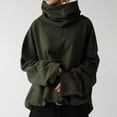 thumbnail image 4 of Hfyihgf Cowl Neck Sweatshirts for Women Plus Size Tops Long Sleeve Tunic Blouse Casual Oversized Solid Color Pullover Hoodies(Army Green,L), 4 of 6