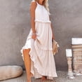 thumbnail image 5 of IROINNID Fit&Flare Dress For Women Sleeveless Round Neckline Summer Casual Halter Bandage Vest Long Dress Strapless Solid Color Dress, 5 of 8