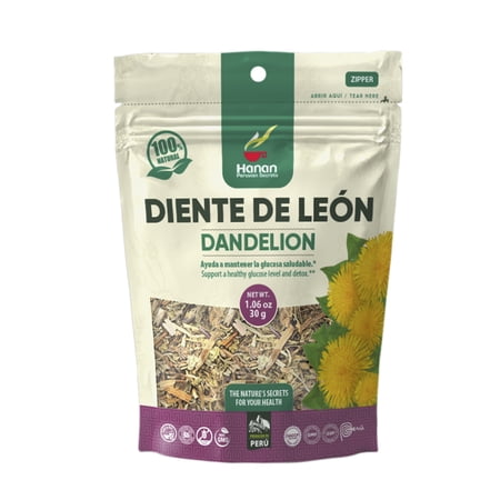 Hanan Peruvian Secrets Diente De Leon Herbal Tea | 100% Natural Dandelion Leaves | 1.06oz / 30g | Naturally Supports Healthy Digestion | Soothes Occasional Stomach Discomfort- 1 Pack