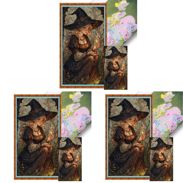 Hilo Algodón Ecológico Bordado Punto Cruz Bruja Halloween Impreso 11CT 40x70cm