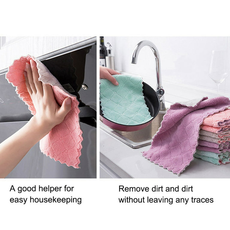 5pcs Washable Microfiber Home Restaurant Cleaning Dish Cloth Hand Towel Dish  Towel